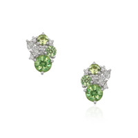 1.02 Ct.Tw. Demantoid Garnet Natural Diamond Studs Earrings, 18K White Gold Video