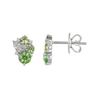 1.02 Ct.Tw. Demantoid Garnet Natural Diamond Studs Earrings, 18K White Gold Image
