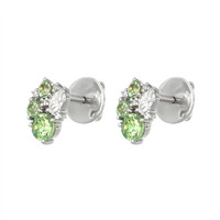 1.02 Ct.Tw. Demantoid Garnet Natural Diamond Studs Earrings, 18K White Gold Image