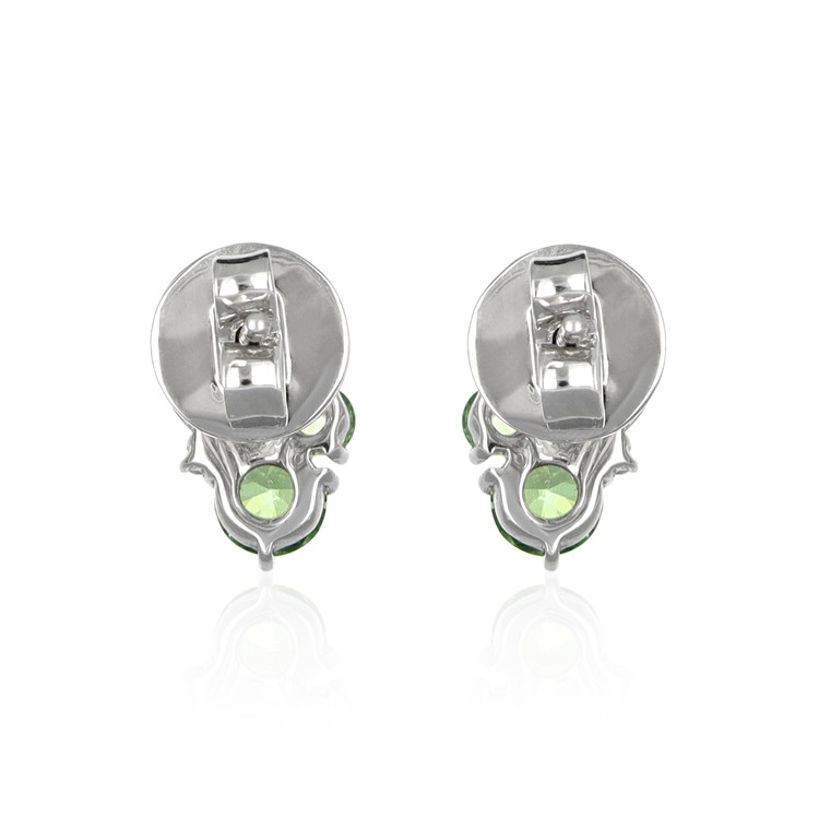 1.02 Ct.Tw. Demantoid Garnet Natural Diamond Studs Earrings, 18K White Gold