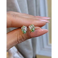 1.02 Ct.Tw. Demantoid Garnet Natural Diamond Studs Earrings, 18K White Gold Life Style