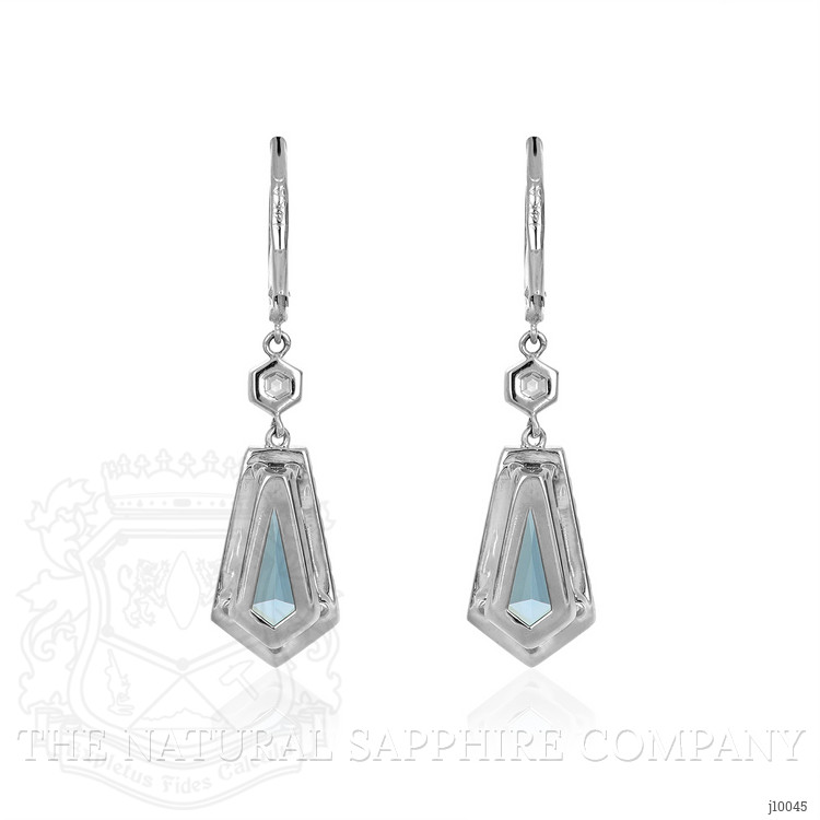 3.98 Ct.Tw. Aquamarine Natural Diamond Pave Earrings, 18K White Gold