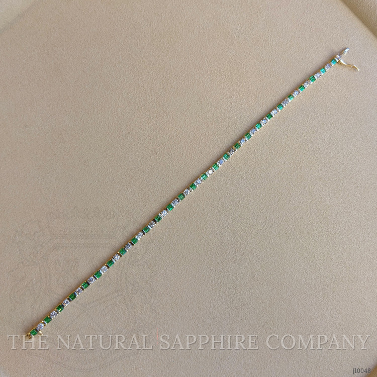 1.10 Ct.Tw. Emerald Natural Diamond Tennis/Line Bracelet, 14K Yellow Gold