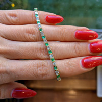 1.10 Ct.Tw. Emerald Natural Diamond Tennis/Line Bracelet, 14K Yellow Gold Life Style