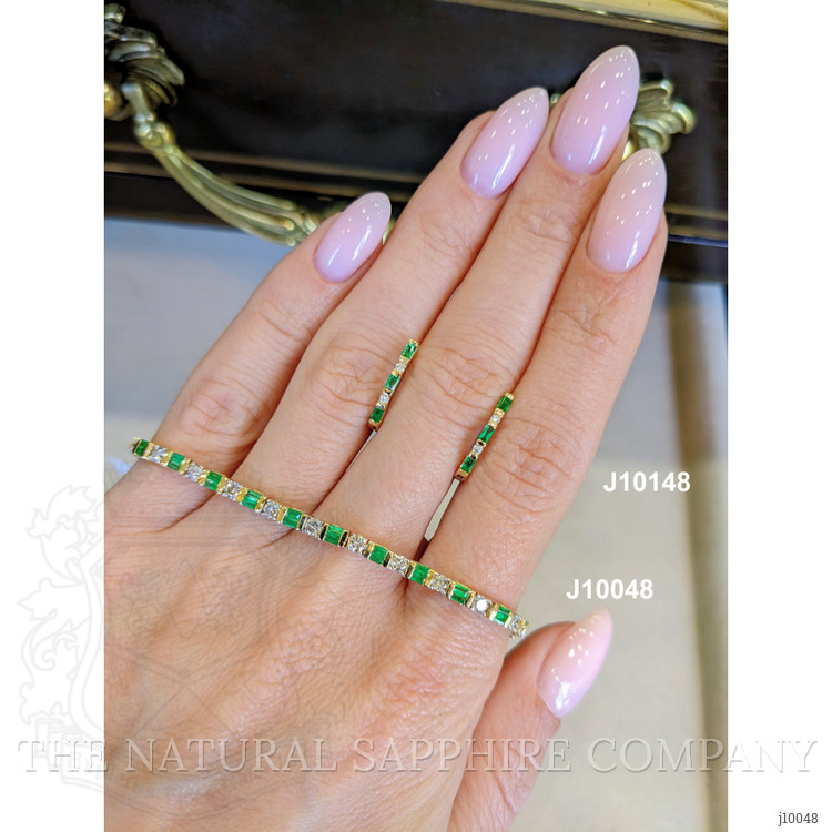 1.10 Ct.Tw. Emerald Natural Diamond Tennis/Line Bracelet, 14K Yellow Gold