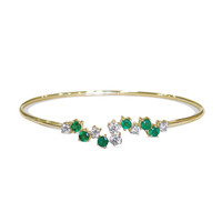0.51 Ct.Tw. Emerald Natural Diamond Bangle Bracelet, 14K Yellow Gold Image