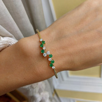 0.51 Ct.Tw. Emerald Natural Diamond Bangle Bracelet, 14K Yellow Gold Life Style