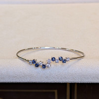 0.62 Ct.Tw. Blue Sapphire and Natural Diamond Bangle Bracelet, 14K White Gold Image