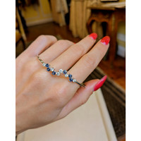 0.62 Ct.Tw. Blue Sapphire and Natural Diamond Bangle Bracelet, 14K White Gold Life Style