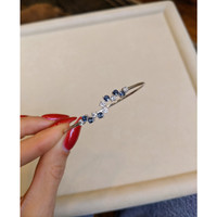 0.62 Ct.Tw. Blue Sapphire and Natural Diamond Bangle Bracelet, 14K White Gold Life Style