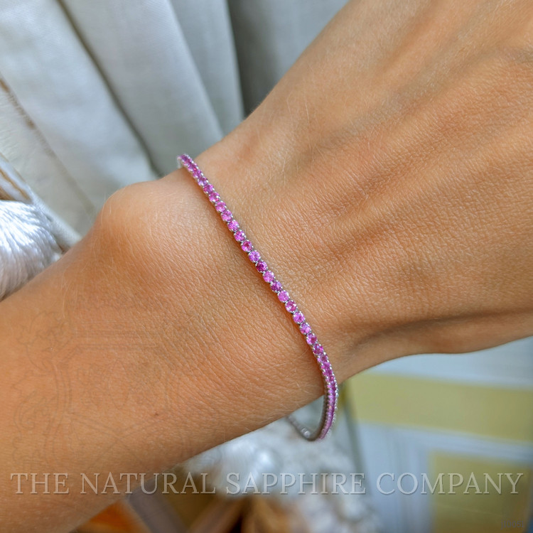 2.26 Ct.Tw. Pink Sapphire Tennis/Riviere Bracelet, 14K White Gold