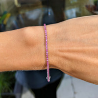 2.26 Ct.Tw. Pink Sapphire Tennis/Riviere Bracelet, 14K White Gold Life Style