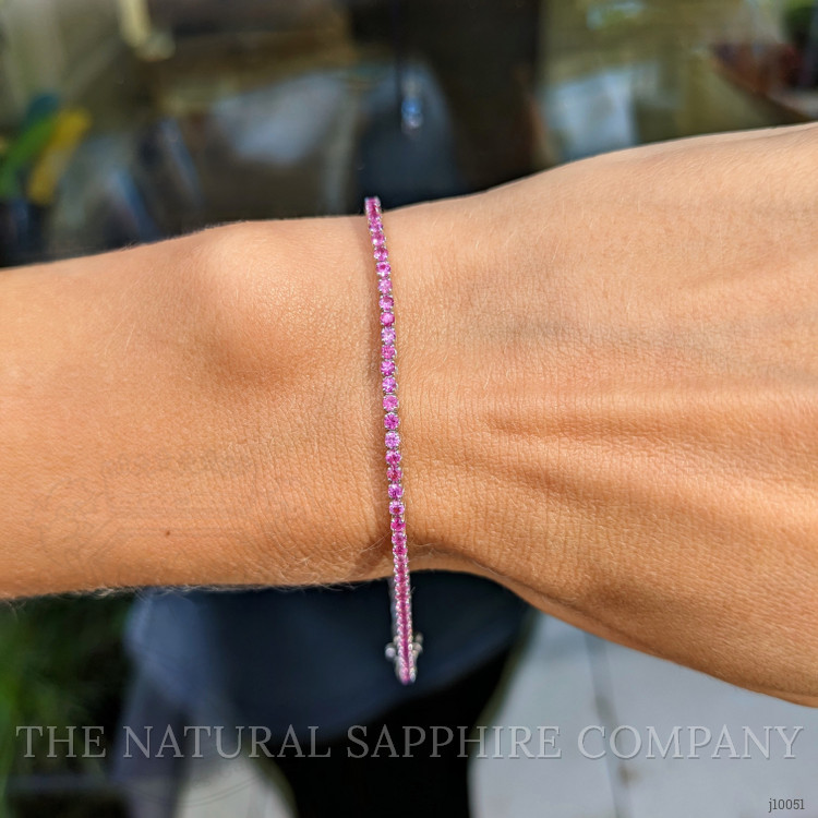 2.26 Ct.Tw. Pink Sapphire Tennis/Riviere Bracelet, 14K White Gold