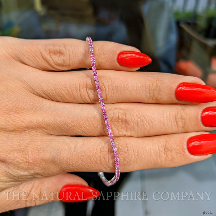2.26 Ct.Tw. Pink Sapphire Tennis/Riviere Bracelet, 14K White Gold