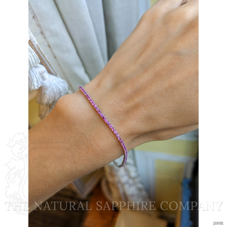 2.26 Ct.Tw. Pink Sapphire Tennis/Riviere Bracelet, 14K White Gold