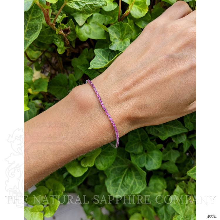 2.26 Ct.Tw. Pink Sapphire Tennis/Riviere Bracelet, 14K White Gold