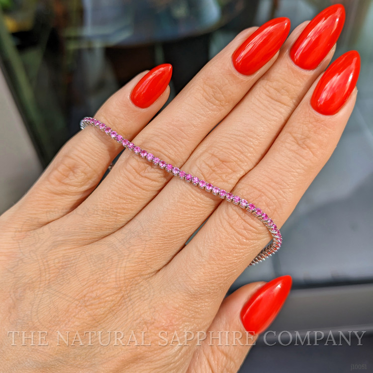 2.26 Ct.Tw. Pink Sapphire Tennis/Riviere Bracelet, 14K White Gold