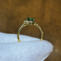 1.71 Ct. Demantoid Garnet Natural Diamond Pave Ring, 18K Yellow Gold Image