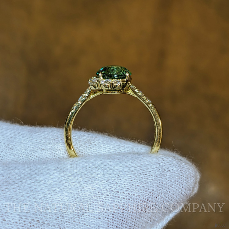 1.71 Ct. Demantoid Garnet Natural Diamond Pave Ring, 18K Yellow Gold