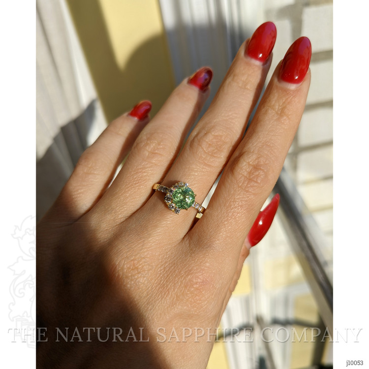 1.71 Ct. Demantoid Garnet Natural Diamond Pave Ring, 18K Yellow Gold