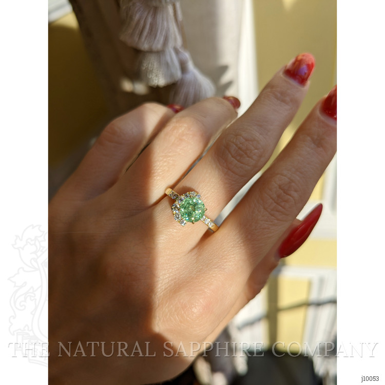 1.71 Ct. Demantoid Garnet Natural Diamond Pave Ring, 18K Yellow Gold