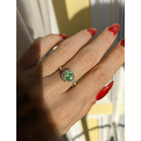 1.71 Ct. Demantoid Garnet Natural Diamond Pave Ring, 18K Yellow Gold Life Style
