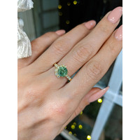 1.71 Ct. Demantoid Garnet Natural Diamond Pave Ring, 18K Yellow Gold Life Style