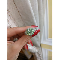 0.66 Ct. Demantoid Garnet Natural Diamond Pave Ring, 18K White Gold Life Style