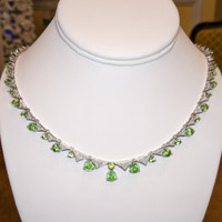 3.12 Ct. Demantoid Garnet White Gold necklace