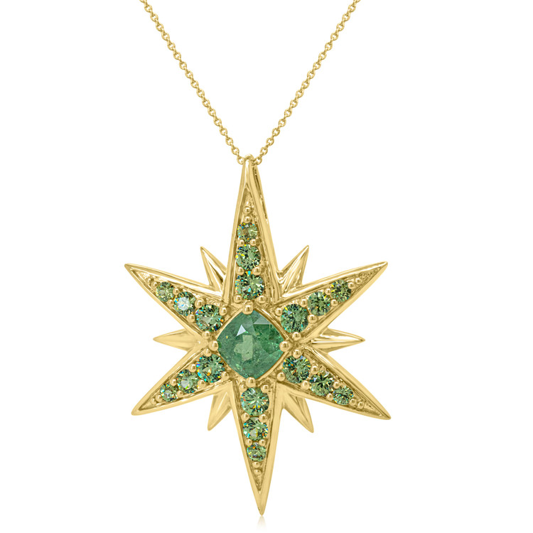 1.40 Ct. Demantoid Garnet Demantoid Garnet Halo Pendant, 14K Yellow Gold
