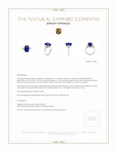 6.79 Ct. Blue Sapphire and Natural Diamond Three Stone Ring, Platinum 950 Appraisal