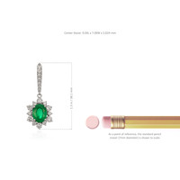 3.84 Ct.Tw.Total Carat Weight Emerald Natural Diamond Pave Earrings, 18K White Gold Image