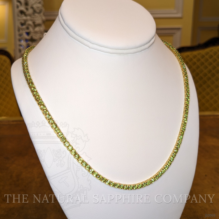 33.00 Ct. Demantoid Garnet Pave Necklace, 18K Yellow Gold