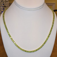 33.00 Ct. Demantoid Garnet Pave Necklace, 18K Yellow Gold Image