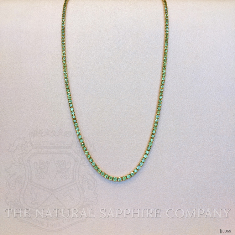 33.00 Ct. Demantoid Garnet Pave Necklace, 18K Yellow Gold