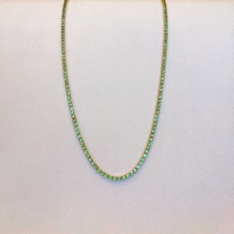 33.00 Ct. Demantoid Garnet Pave Necklace, 18K Yellow Gold