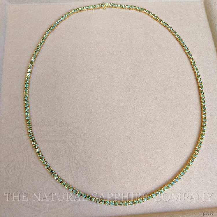 33.00 Ct. Demantoid Garnet Pave Necklace, 18K Yellow Gold