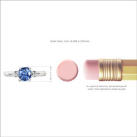 0.76 Ct. Blue Sapphire and Natural Diamond Three Stone Ring, 14K White Gold Image