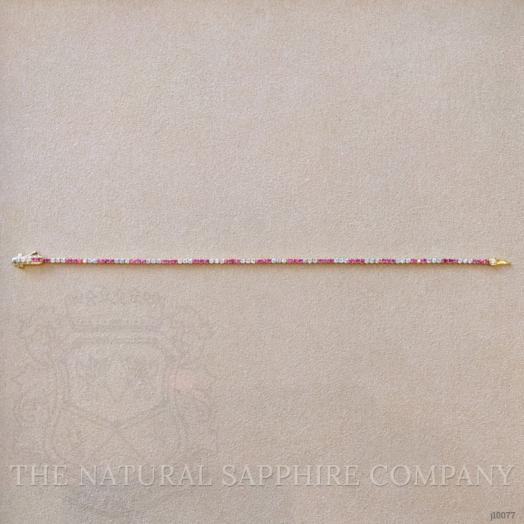 1.18 Ct.Tw. Pink Sapphire and Natural Diamond Tennis/Line Bracelet, 14K Yellow Gold