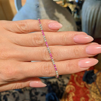 1.18 Ct.Tw. Pink Sapphire and Natural Diamond Tennis/Line Bracelet, 14K Yellow Gold Life Style