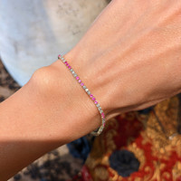 1.18 Ct.Tw. Pink Sapphire and Natural Diamond Tennis/Line Bracelet, 14K Yellow Gold Life Style