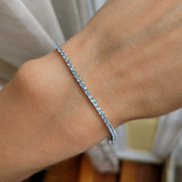 1.79 Ct.Tw. Aquamarine Tennis/Riviere Bracelet, 14K White Gold Image