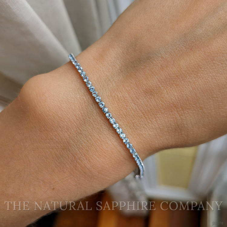 1.79 Ct.Tw. Aquamarine Tennis/Riviere Bracelet, 14K White Gold