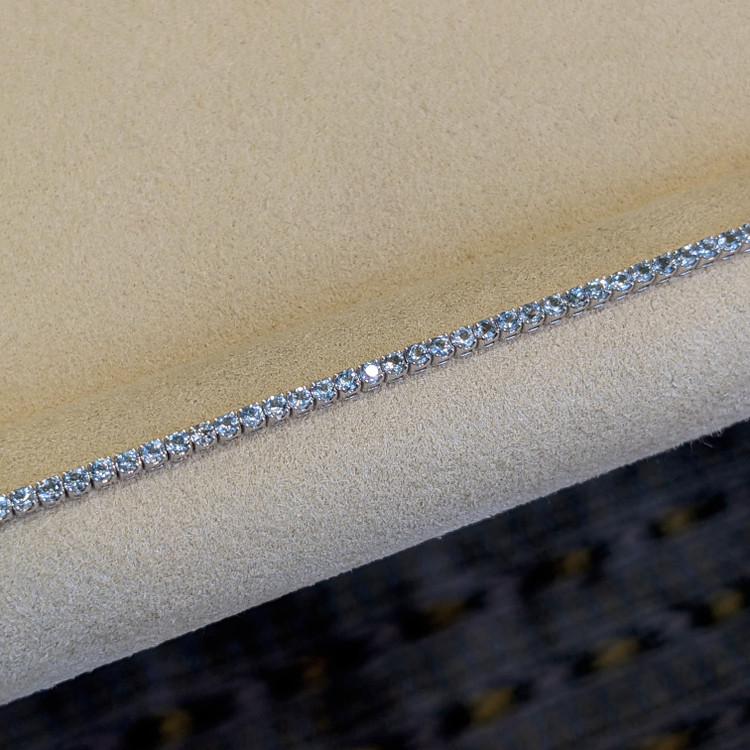 1.79 Ct.Tw. Aquamarine Tennis/Riviere Bracelet, 14K White Gold