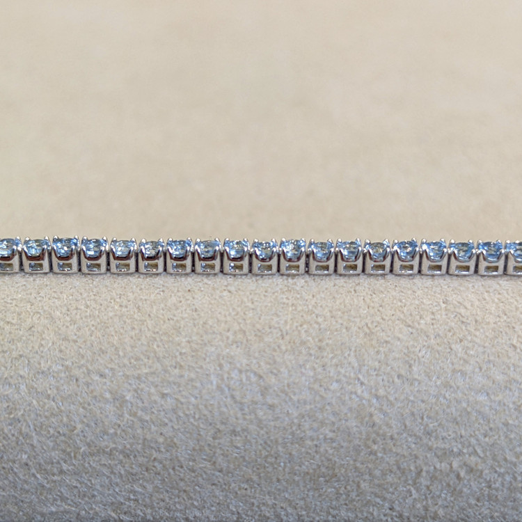 1.79 Ct.Tw. Aquamarine Tennis/Riviere Bracelet, 14K White Gold