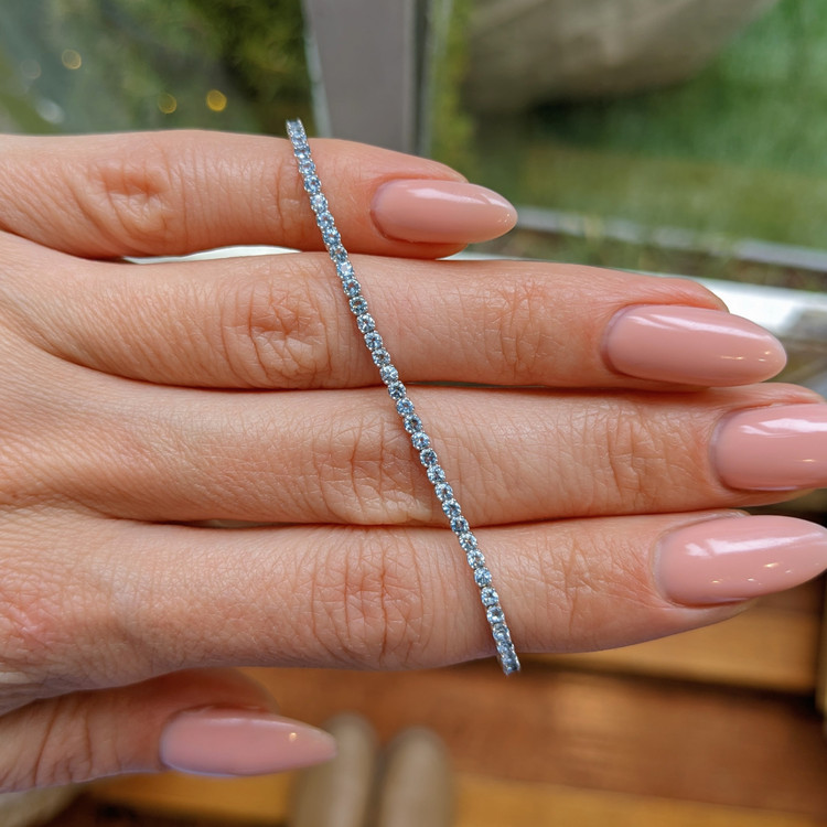 1.79 Ct.Tw. Aquamarine Tennis/Riviere Bracelet, 14K White Gold