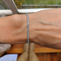 1.79 Ct.Tw. Aquamarine Tennis/Riviere Bracelet, 14K White Gold Life Style