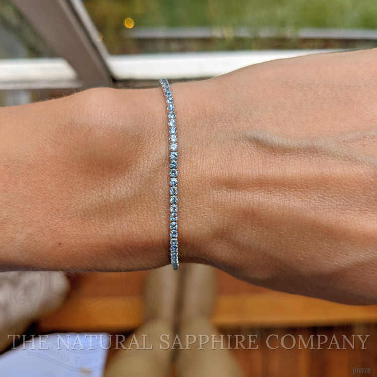 1.79 Ct.Tw. Aquamarine Tennis/Riviere Bracelet, 14K White Gold