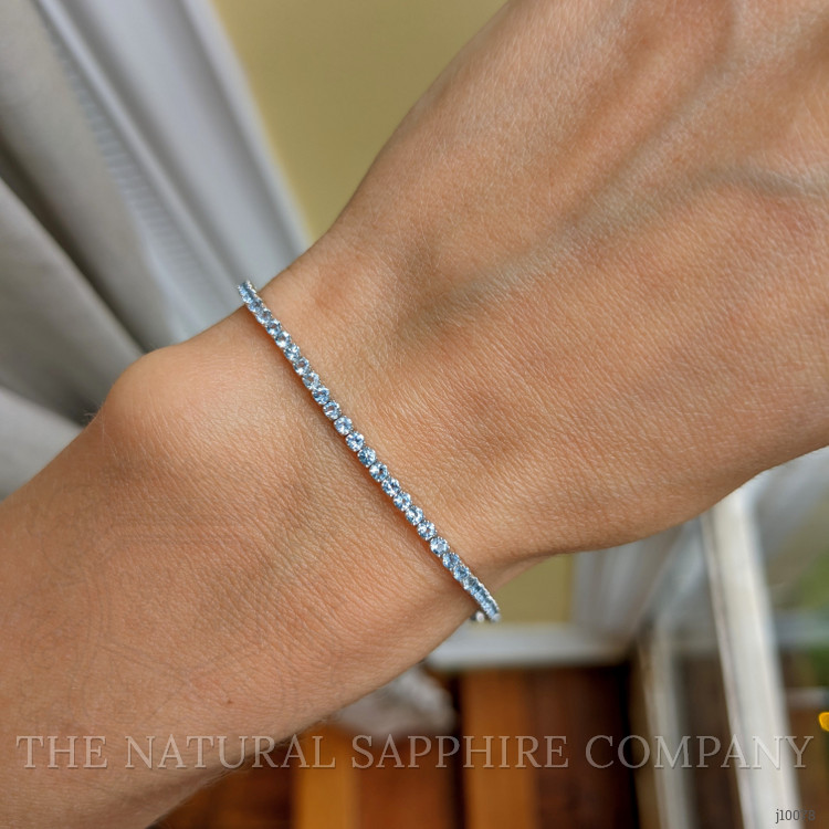 1.79 Ct.Tw. Aquamarine Tennis/Riviere Bracelet, 14K White Gold