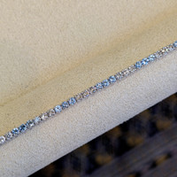 0.88 Ct.Tw. Aquamarine Natural Diamond Tennis/Line Bracelet, 14K White Gold Image